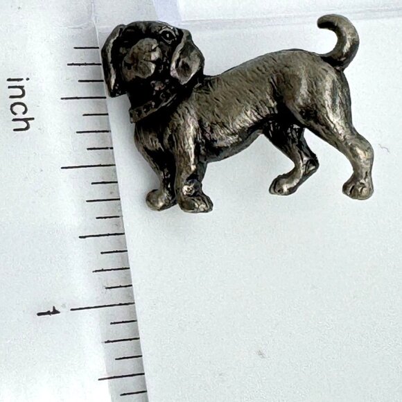 Pewter Dog Tie Pin Brooch With Collar Detail & Secure Clutch Back Vintage - Picture 4 of 6